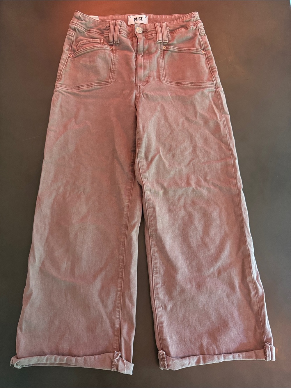 PAIGE Wide-Leg Jeans in Mauve Pink